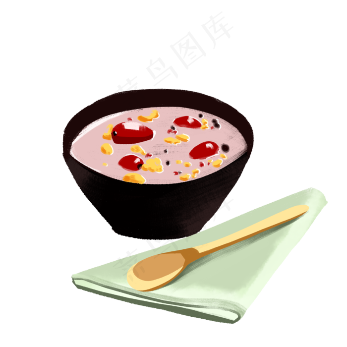 传统节日腊八节红枣腊八粥手绘插,免抠元素