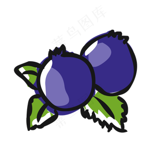 手绘可爱卡通水果蓝莓