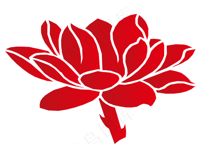 红色荷花矢量图