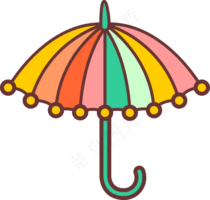清明节多色彩卡通雨伞(4048X3923)ai矢量模版下载