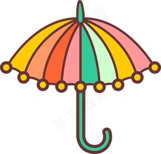 清明节多色彩卡通雨伞