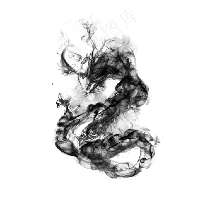 东方水墨龙国画晕染,免抠元素