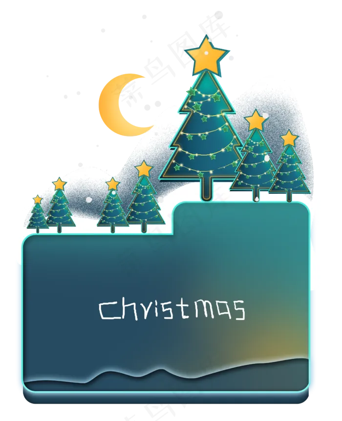 圣诞节圣诞夜圣诞树按钮文字框,免抠元素(2742X3380(DPI:300))psd模版下载