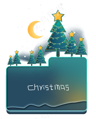 圣诞节圣诞夜圣诞树按钮文字框,免抠元素