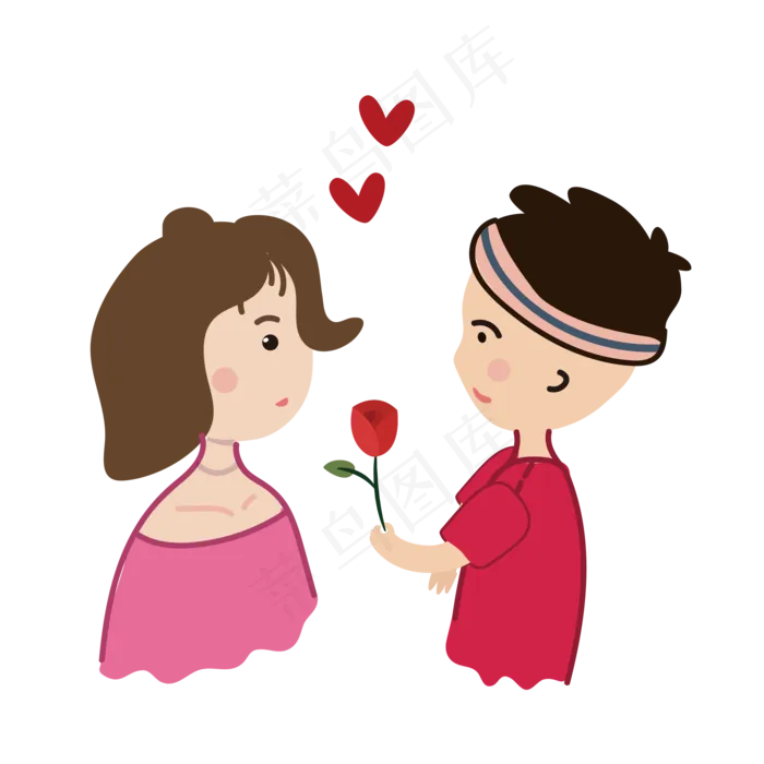 七夕情人节表白鲜花卡通元素(2000X2000(DPI:150))ai矢量模版下载