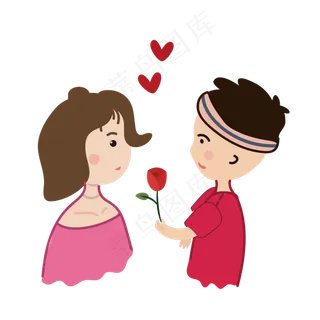 七夕情人节表白鲜花卡通元素