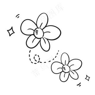 简单卡通六一儿童节简笔画花朵,免抠元素