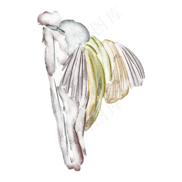 手绘水彩在树上捉虫的啄木鸟(2000X2000(DPI:300))psd模版下载