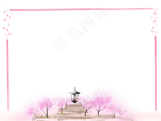 春天风景樱花边框