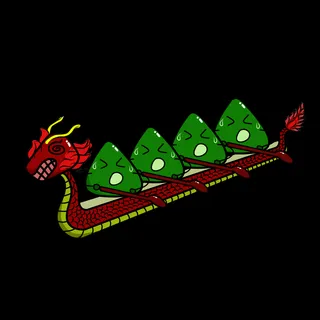 端午节卡通粽子赛龙舟PNG免抠