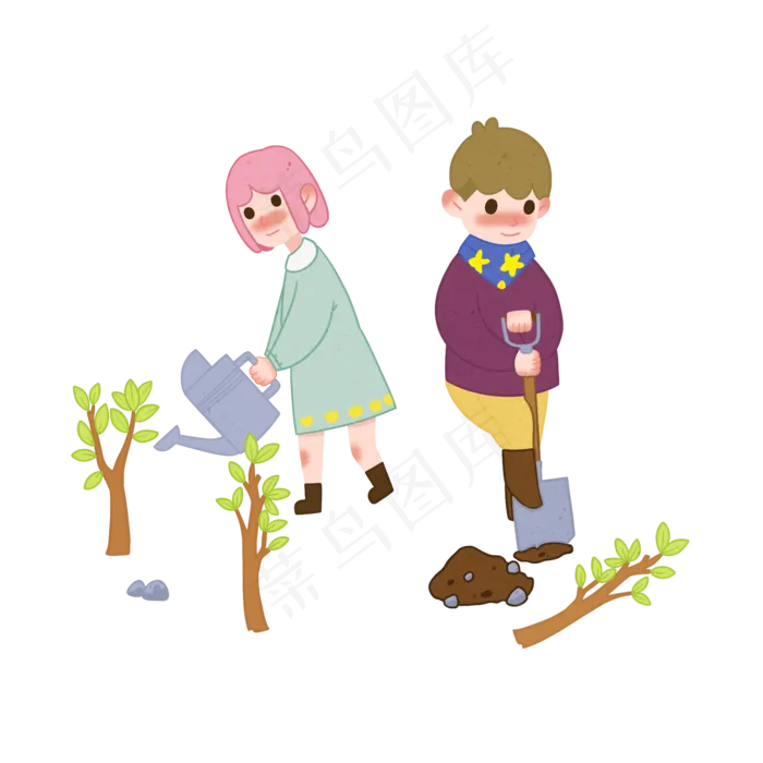 植树节浇树的小孩(2000X2000(DPI:300))psd模版下载