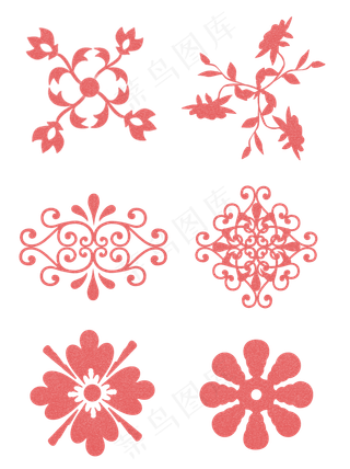 红色中国风矢量花纹可商用素材