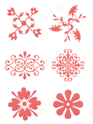 红色中国风矢量花纹可商用素材