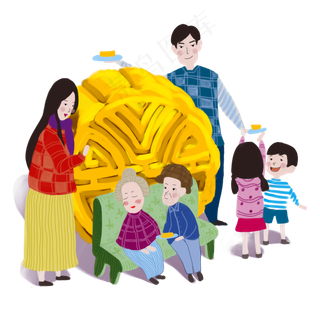 中秋合家欢分食月饼温馨PNG图,免抠元素 中秋合家欢分食月饼温馨PNG图,免抠元素