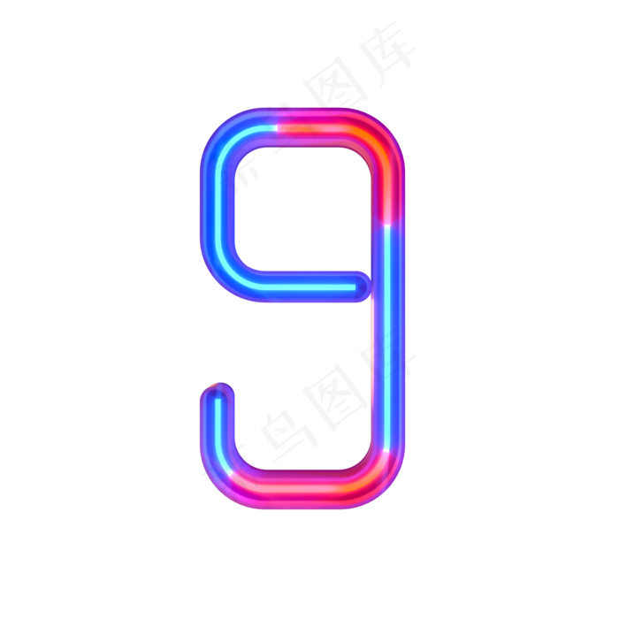 创意霓虹倒计时周年庆数字9