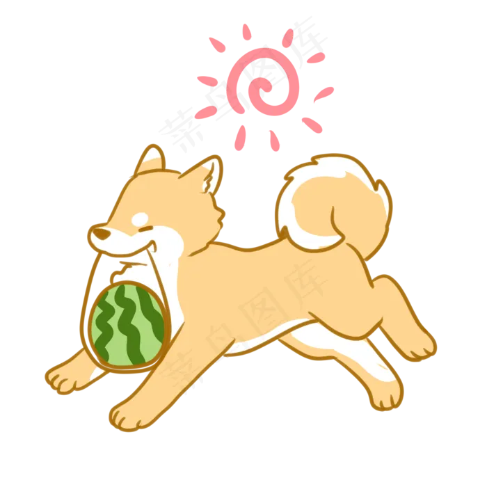 柴犬与西瓜(2100X2100(DPI:300))psd模版下载