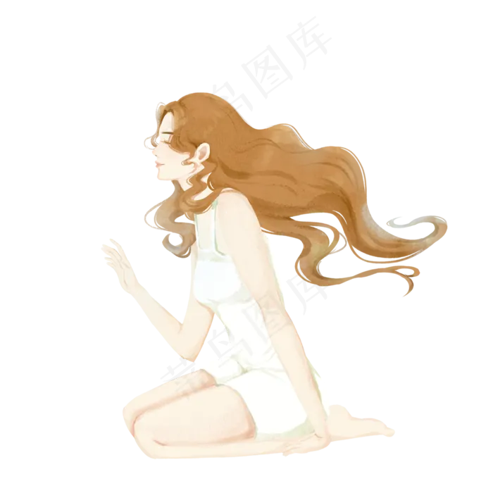 水彩女孩(2000X2000(DPI:300))psd模版下载
