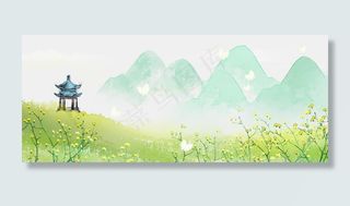 金色花海水墨风景古风山水