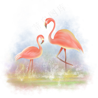 梦幻梦境火烈鸟,免抠元素