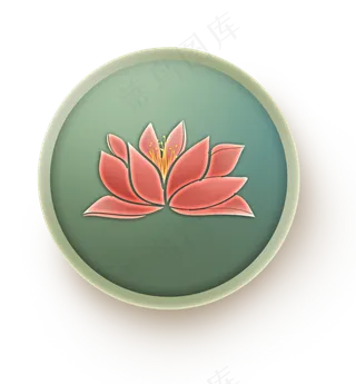 荷花深绿色圆形图标