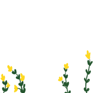 手绘绿叶黄花边框装饰免扣元素