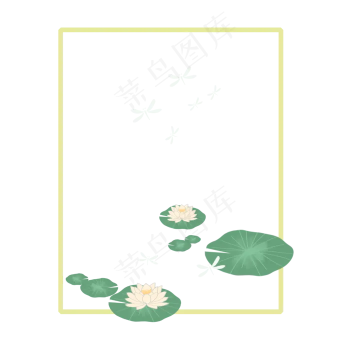 荷花边框白蜻蜓免抠元素(3000X3000(DPI:132))psd模版下载