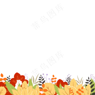 缤纷秋天树叶装饰底框红叶,免抠元素