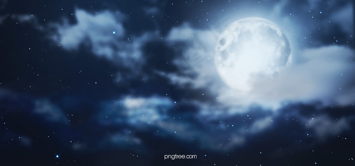 梦幻创意质感手绘满月背景