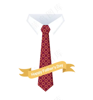 父亲节红色圆圈花纹领带PNG免