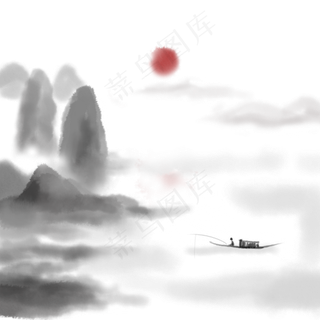 中国风水墨垂钓装饰