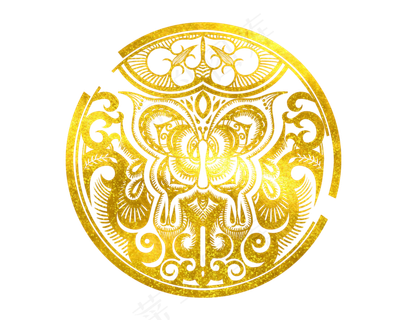 2019烫金剪纸窗花png免抠