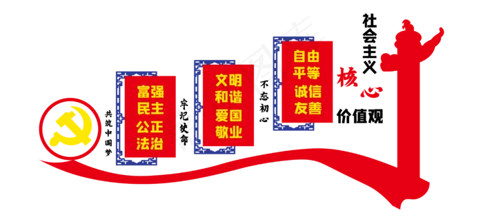 2019党建*核心价值观(2000X2000(DPI:300))ai矢量模版下载