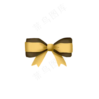 黄黑相间可爱丝带蝴蝶结,免抠元素