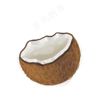 手绘打开的椰子免抠图