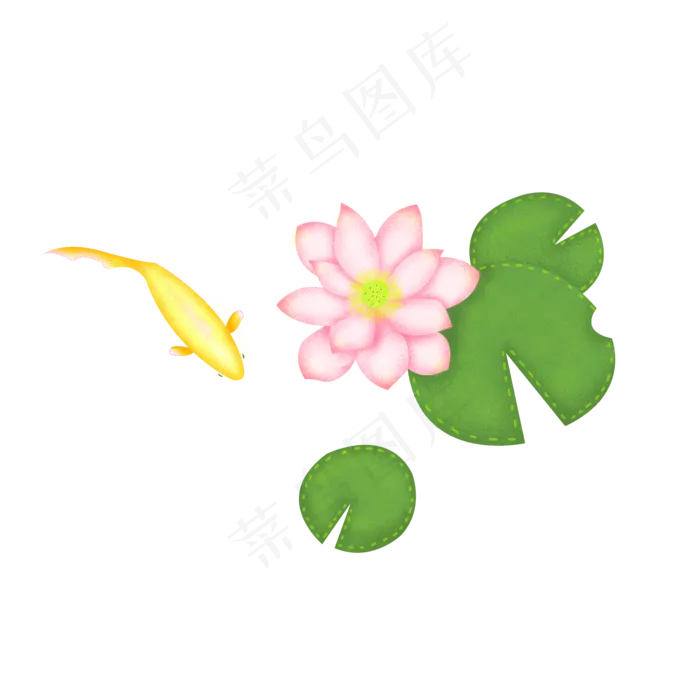 荷花荷叶锦鲤卡通(2000X2000(DPI:300))psd模版下载