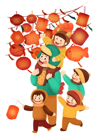 元宵节元宵正月十五上元节灯笼赏,免抠元素