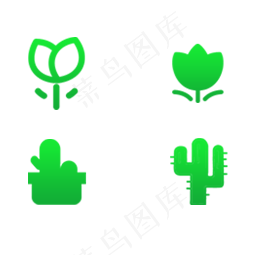 绿色植物图标免抠图(1500X1500(DPI:300))psd模版下载