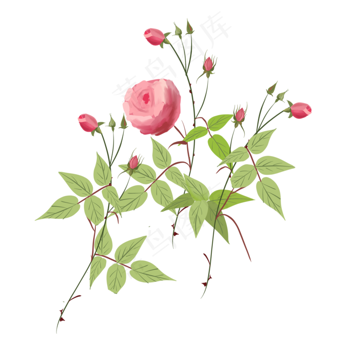 手绘卡通植物花草(2000X2000(DPI:300))psd模版下载