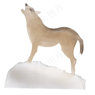 卡通手绘中国风水彩狼免抠png