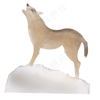 卡通手绘中国风水彩狼免抠png