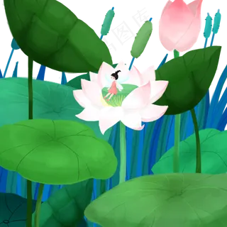 小暑夏天的池塘节气精灵