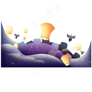 七夕梦幻剪纸风,免抠元素