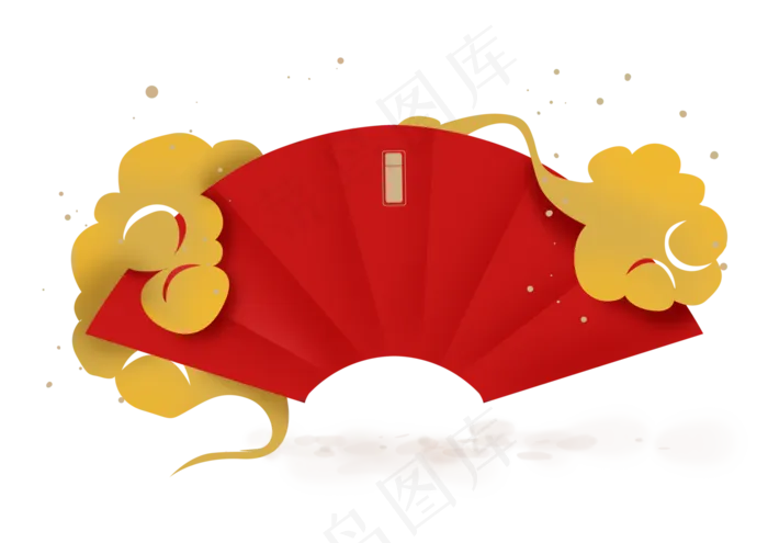 农历新年祥云中国风扇形文字框,免抠元素(4961*3508px)psd模版下载
