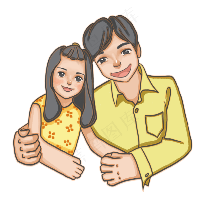 父亲节黄色父女相拥