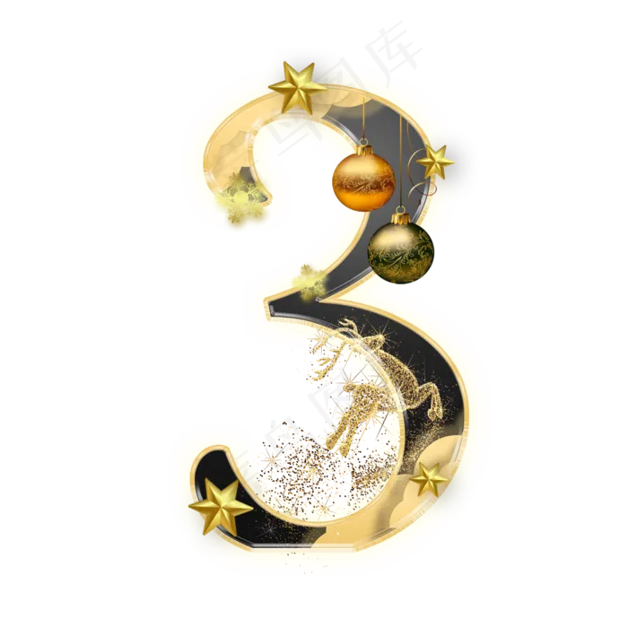 圣诞节数字3(2000*2000px 	      )psd模版下载