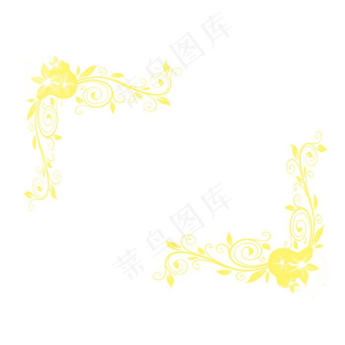 亮黄玫瑰欧式花纹边框元素(2000X2000(DPI:300))psd模版下载