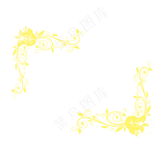 亮黄玫瑰欧式花纹边框元素