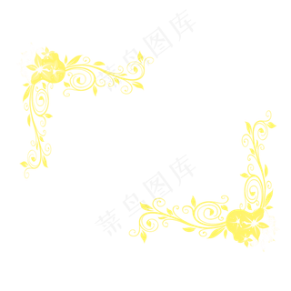 亮黄玫瑰欧式花纹边框元素