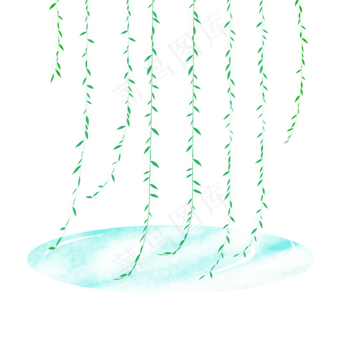 清明节漂浮柳叶垂柳