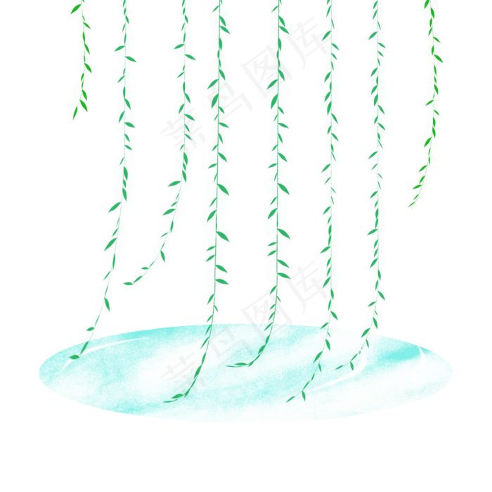 清明节漂浮柳叶垂柳(2000X2000(DPI:300))psd模版下载